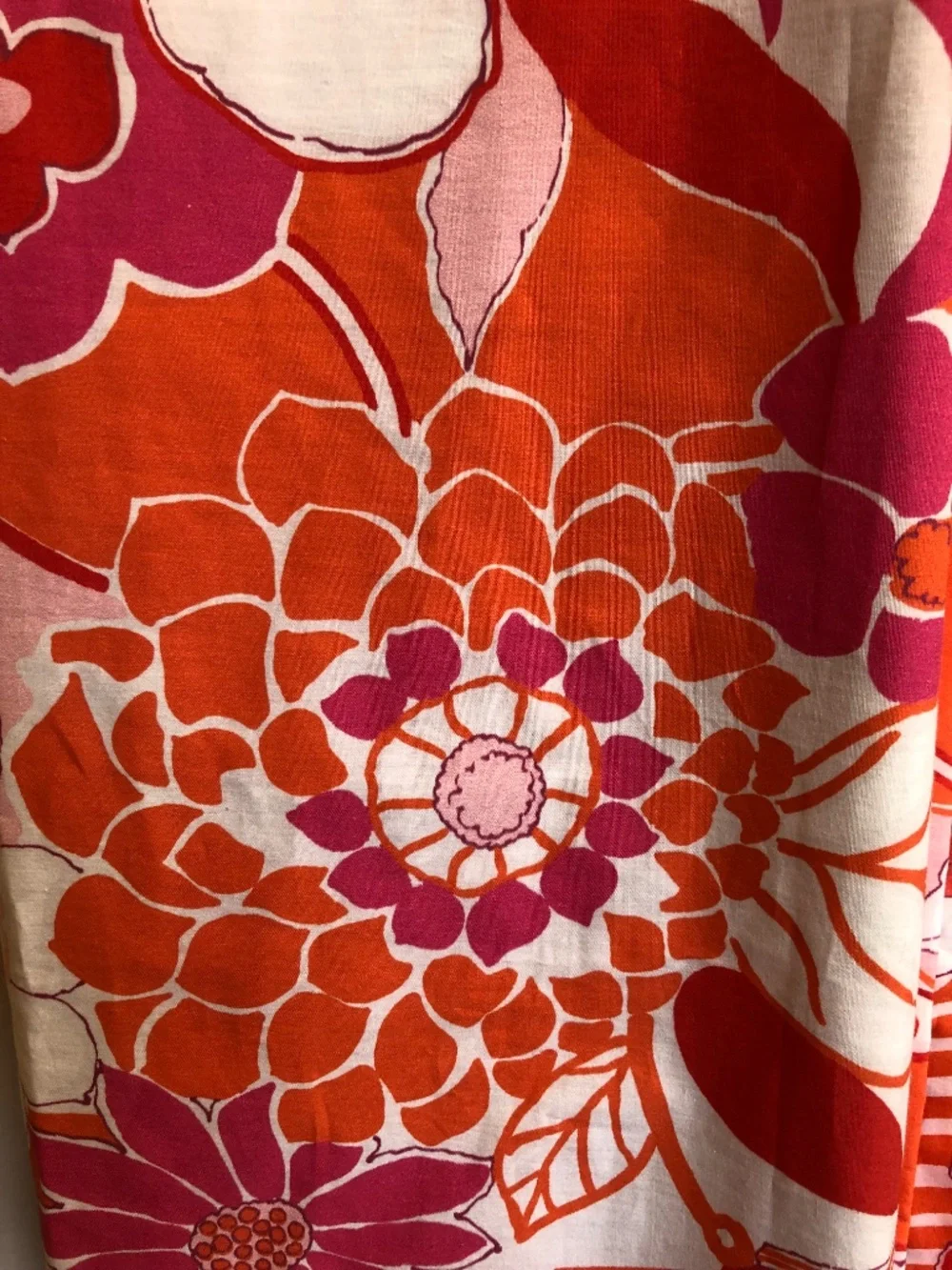 Annie Selke 100% cotton shower curtain Far Out Floral groovy retro '70s style